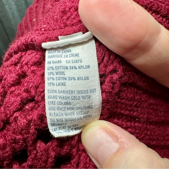 American Eagle Open Cable Knit Red Wool/Cotton Blend Sweater XS - Picture 4 of 4